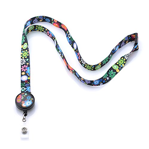 Book Cover GREKYWIN Different Colors and Patterns Lanyard with Retractable Badge Reel ID Card Name Tag Badge Holder Card Holder