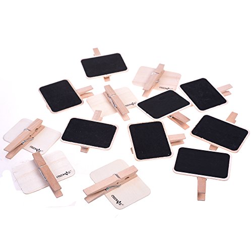Book Cover COSMOS Pack of 12 PCS Erasable Wooden Chalkboard Label Clips Message Memo Boards Clips