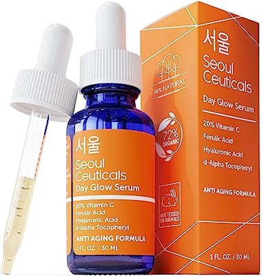 Book Cover SeoulCeuticals Korean Skin Care Beauty - 20% Vitamin C Hyaluronic Acid Serum + CE Ferulic Acid Provides Potent Anti Aging, Anti Wrinkle 1oz