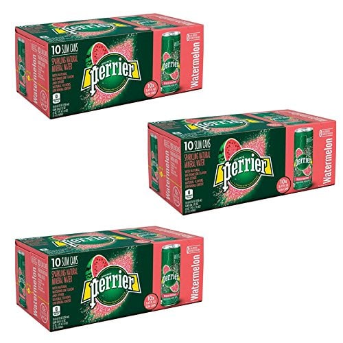 Book Cover Perrier Sparkling Natural Mineral Water, Watermelon, 8.45 Ounce (Pack of 30)