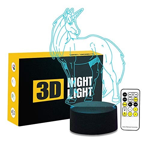 Book Cover Cirkooh Unicorn 3D Optical Illusion Lamp 7 Colors Change Remote Control and Touch Button LED Night Light Perfect Gifts Toys for Children Kids