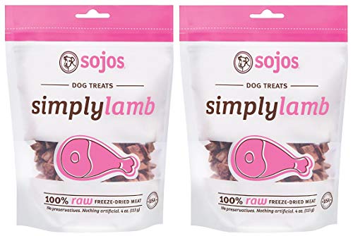 Book Cover Sojos Simply Lamb Raw Freeze Dried Grain-Free Dog Treats, 4-Ounce each (Pack of 2)