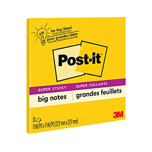 Book Cover Post-it Super Sticky Big Notes, 11 in x 11 in, 1 Pad, 30 Sheets/Pad (BN11)