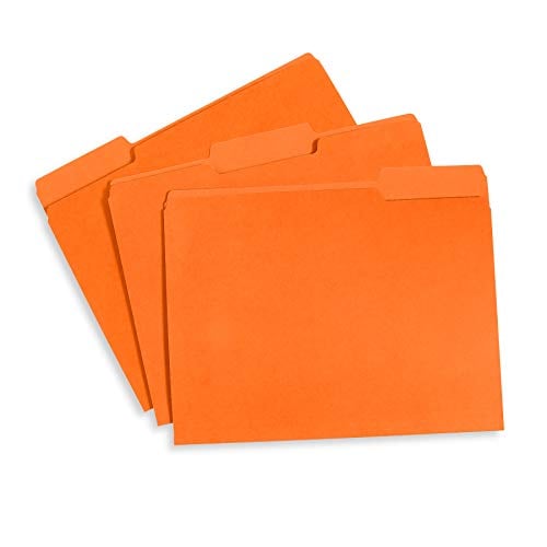Book Cover File Folder, 1/3 Cut Tab, Letter Size, Orange, Great for Organizing and Easy File Storage, 100 Per Box
