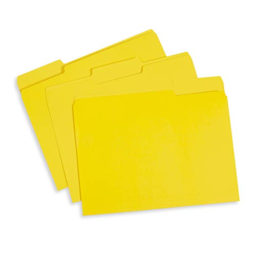 Book Cover File Folder, 1/3 Cut Tab, Letter Size, Yellow, Great for organizing and Easy File Storage, 100 Per Box