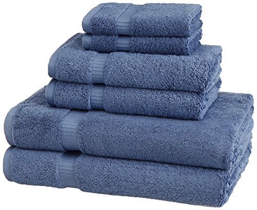 Book Cover AmazonBasics Pinzon Organic Cotton Towels 6 Piece Set, Indigo Blue