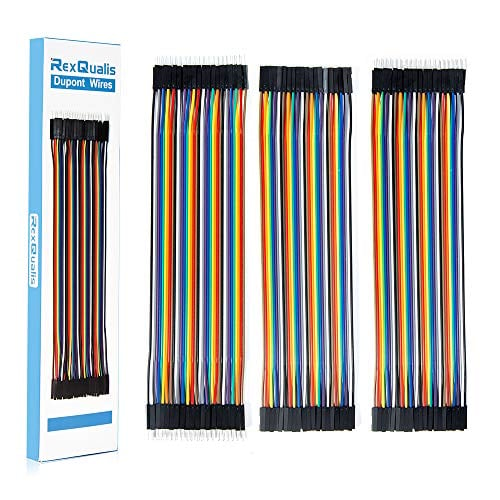 Book Cover REXQualis 120pcs Breadboard Jumper Wires 20cm Length Dupont Wire Kit 40pin Male to Female, 40pin Male to Male, 40pin Female to Female for Arduino/DIY/Raspberry Pi 2 3