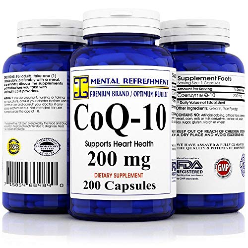 Book Cover Mental Refreshment: Pure CoQ10 200Mg 200 Capsules (1 Bottle)