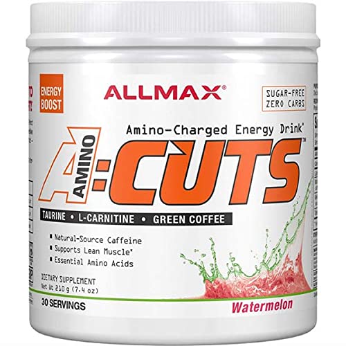 Book Cover ALLMAX Nutrition AMINOCUTS (ACUTS), Amino-Charged Energy Drink with Taurine, L-Carnitine, Green Coffee Bean Extract, Watermelon, 30 Servings