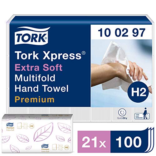 Book Cover Tork Premium 100297 Extra Soft Xpress Multifold Paper Hand Towel, 4-Panel, 2-Ply, 8.35