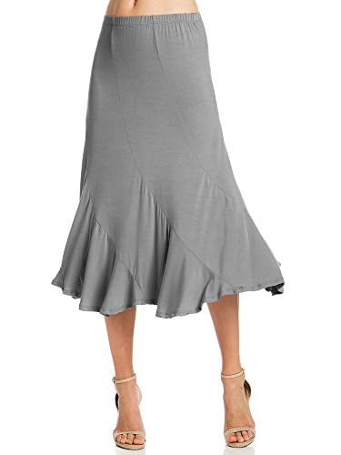Book Cover Fashion California Womens Elastic Waist A-Line Ruffle Skirt (S-XXXL)