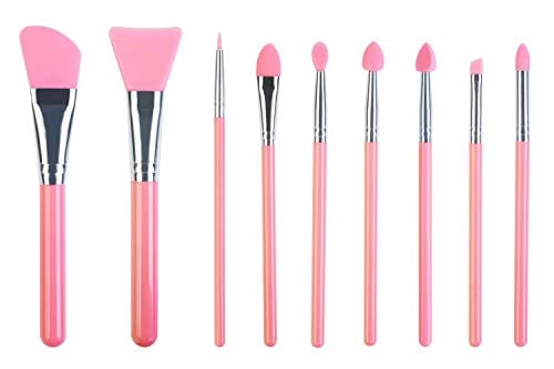 Book Cover LORMAY 9 Pcs Silicone Makeup Brush Set: Applicator for Face Mask, Eyeliner, Eyebrow, Eye Shadow, Lip Makeup and UV Epoxy Resin (Pink)