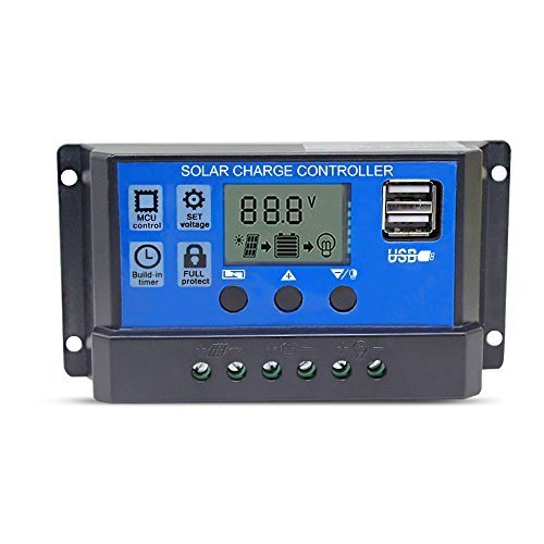 Book Cover 20A Solar Charge Controller Solar Panel Battery Intelligent Regulator with Dual USB Port 12V/24V PWM Auto Paremeter Adjustable LCD Display