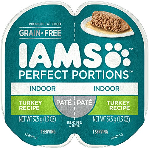Book Cover Iams Perfect Portions Grain Free Wet Cat Food Paté For Indoor Cats, Turkey Recipe, (24) 2.6 Oz. Twin-Pack Trays