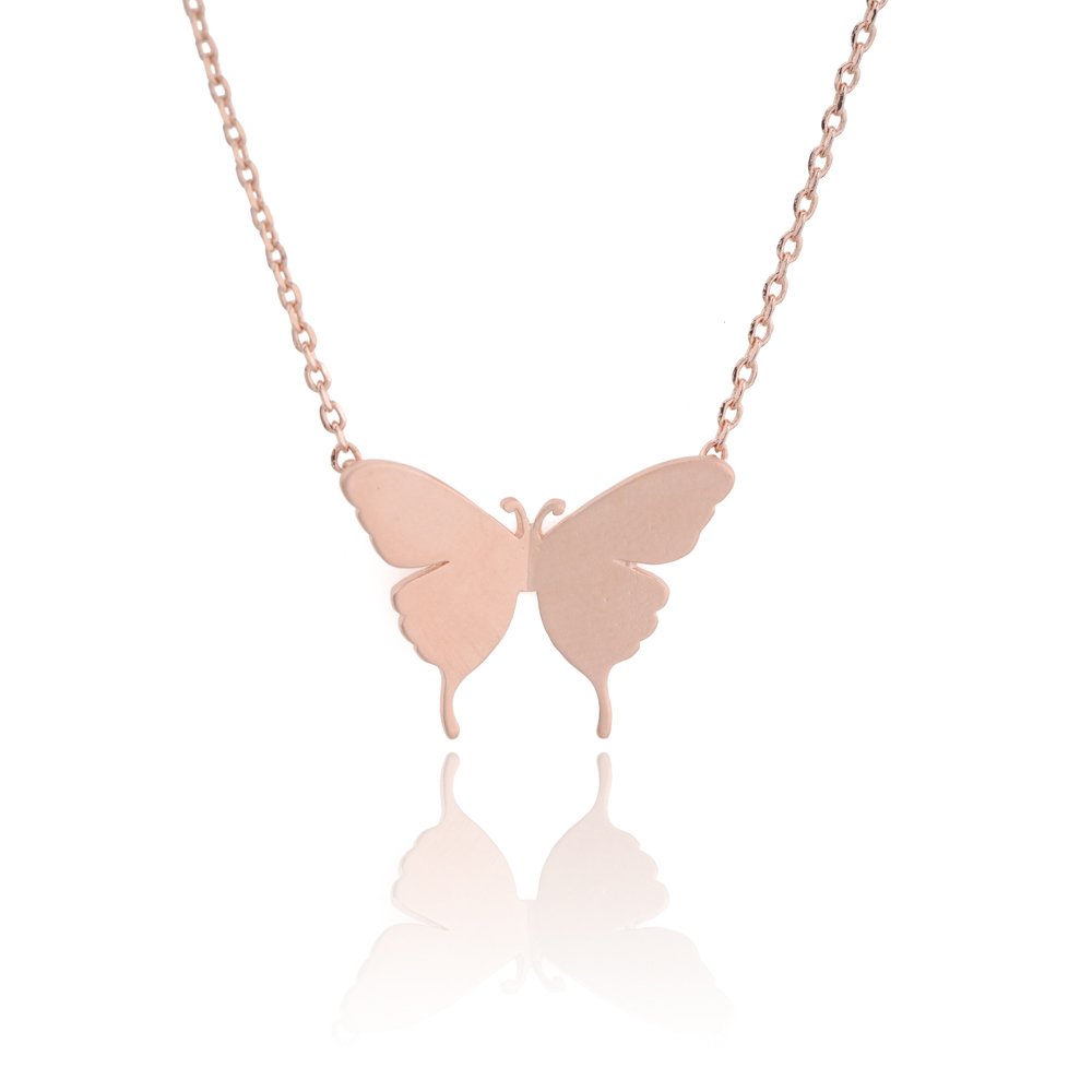 Book Cover My Very Best Butterfly Necklace_Just When The Caterpillar Thought her Life was Over, she Began to Fly. rose gold plated brass