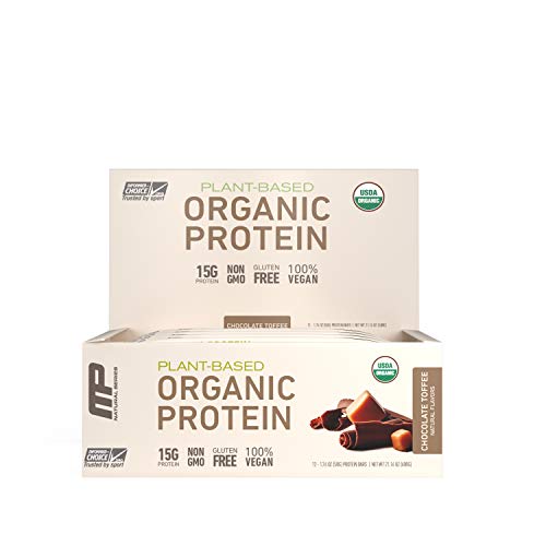 Book Cover MP Organic Protein Bar, Certified USDA Organic, 15g Plant Based Protein, No Artificial Ingredients, Gluten Free, Non GMO, Chocolate Toffee, 12 Bars
