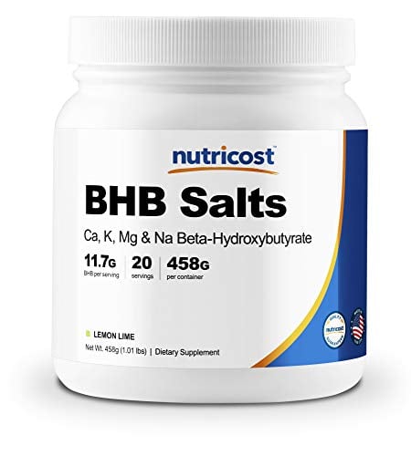 Book Cover Nutricost Exogenous Ketone Salts Beta-Hydroxybutyrate (BHB) Lemon-Lime 20 Servings (4-in-1 Ca, K, Mg, Na)
