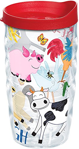 Book Cover Tervis Farm Animals - Group Tumbler with Wrap and Red Lid 10oz Wavy, Clear