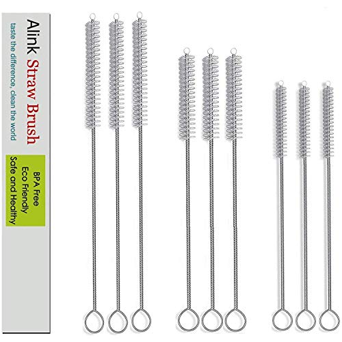 Book Cover Alink Drinking Straw Cleaning Brush Kit - (3-Size) 9-Piece Straw Cleaner