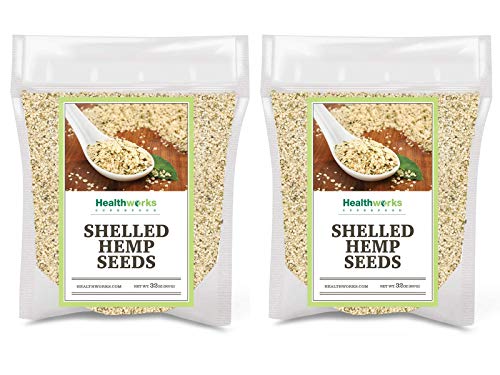 Book Cover Healthworks Shelled Hemp Seeds Canadian (64 Ounces / 4 Pound) (2 x 2 Pound Bags) | Premium & All-Natural | Contains Omega 3 & 6, Fiber and Protein | Great with Shakes & Smoothies