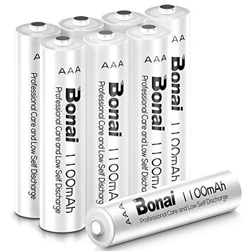 Book Cover BONAI 1100mAh AAA Rechargeable Batteries 1.2V Ni-MH High-Capacity Batteries 8 Pack