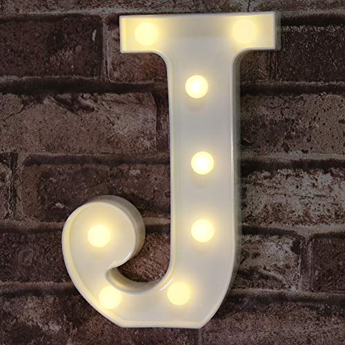 Book Cover Pooqla LED Marquee Letter Lights Sign, Light Up Alphabet Letter for Home Party Wedding Decoration J