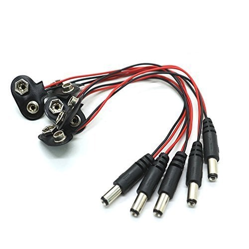 Book Cover Gonioa 10 Pcs 9v Battery Clip, 9V Battery Power Cable Plug Clip 2.1 X 5.5mm Male DC Plug for Arduino