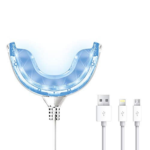 Book Cover GlorySmile Teeth Whitening Led Mouth Tray light with 16 Powerful LED Blue Lights- 3 Adapters For iPhone & Android & USB