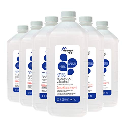 Book Cover Mountain Falls 91% Isopropyl Alcohol First Aid Antiseptic for Treatment of Minor Cuts and Scrapes, 32 Fluid Ounce (Pack of 6)