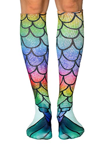 Book Cover Living Royal Fun Themed Knee High Socks (Rainbow Mermaid)