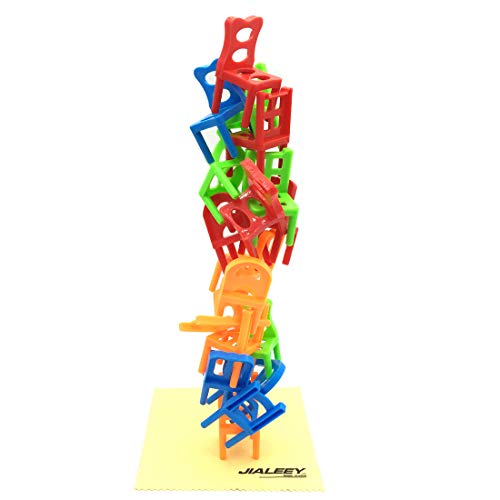 Book Cover JIALEEY Balancing Toys Plastic Chairs Stacking Intelligence Multiplayer Balance Game Children Desk Play Game Toys for Kids Children Boy Girl Adults, 18PCS