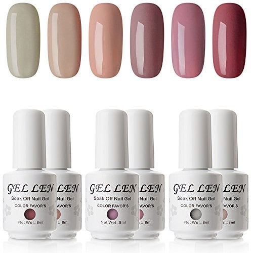 Book Cover Gellen Gel Polish Colors Kit - Popular Nude Colors Collection, Pack of 6 Colors 8ml Each Nail Gel Set
