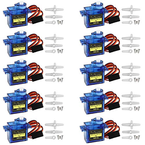 Book Cover Miuzei 10 Pcs SG90 9G Micro Servo Motor Kit for RC Robot Arm/Hand/Walking Helicopter Car Boat Control with Cable, Mini Small Servos for Arduino Project