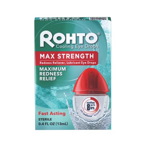 Book Cover Rohto Cool Max Maximum Redness Relief Cooling Eye Drops, 0.4 Fl Oz (Pack of 3)