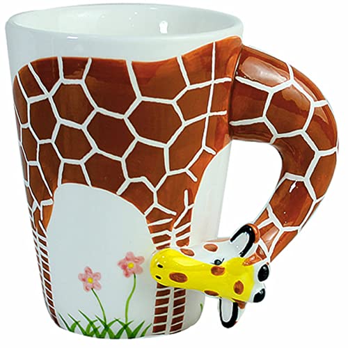 Book Cover luckyse 3D Coffee Mug Funny Animal Porcelain 13.5 Oz Tea Cup. Hi, I am a giraffe with long neck and legs Suitable for Christmas present Gift Best Papa Ever Birthday Gift