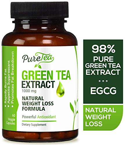 Book Cover Green Tea Extract 98% with EGCG for Weight Loss 1000mg - Boost Metabolism for Healthy Heart - Antioxidants & Polyphenols for Immune System - Gentle Caffeine - Natural Fat Burner Pills - 60 Capsules