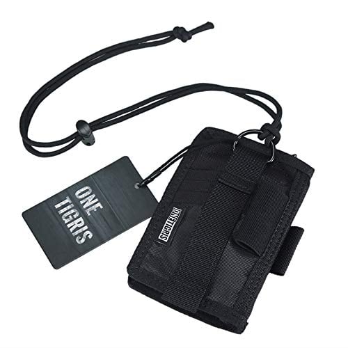 Book Cover OneTigris ID Card Holder, Credit Card Organizer Neck Lanyard Key Ring Wallet Tactical Badge Holder (Black)