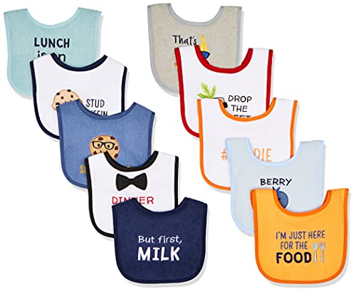 Book Cover Hudson baby Unisex Baby Cotton Terry Drooler Bibs With Fiber Filling