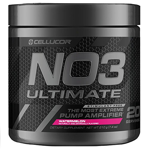 Book Cover Cellucor NO3 Ultimate Nitric Oxide Supplement, Premier Nitric Oxide Booster & Pump Amplifier For Muscle Growth, Watermelon, 20 Servings