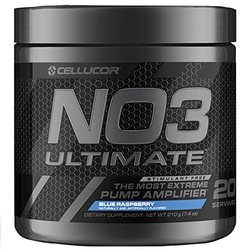 Book Cover Cellucor NO3 Ultimate Nitric Oxide Supplement, Premier Nitric Oxide Booster & Pump Amplifier For Muscle Growth, Blue Razz, 20 Servings