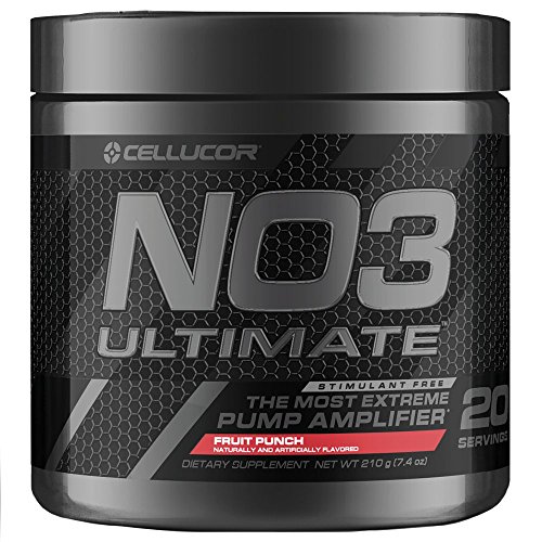 Book Cover Cellucor NO3 Ultimate Nitric Oxide Supplement, Premier Nitric Oxide Booster & Pump Amplifier For Muscle Growth, Fruit Punch, 20 Servings