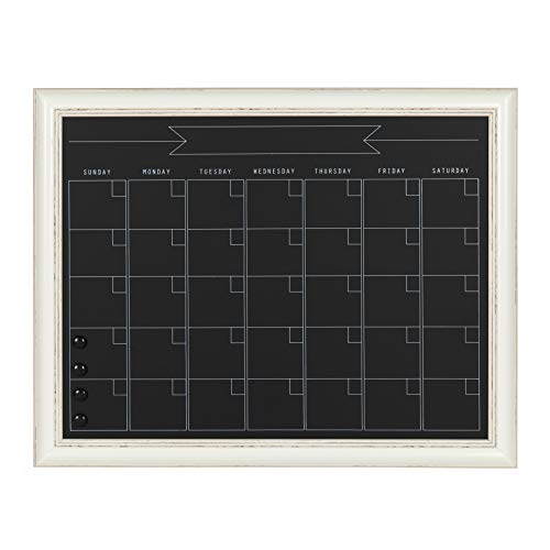 Book Cover DesignOvation Macon Framed Magnetic Chalkboard Monthly Calendar, 23x29, Soft White