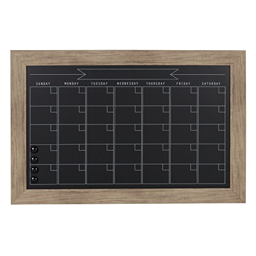 Book Cover DesignOvation Beatrice Framed Magnetic Chalkboard Monthly Calendar, 18x27, Rustic Brown
