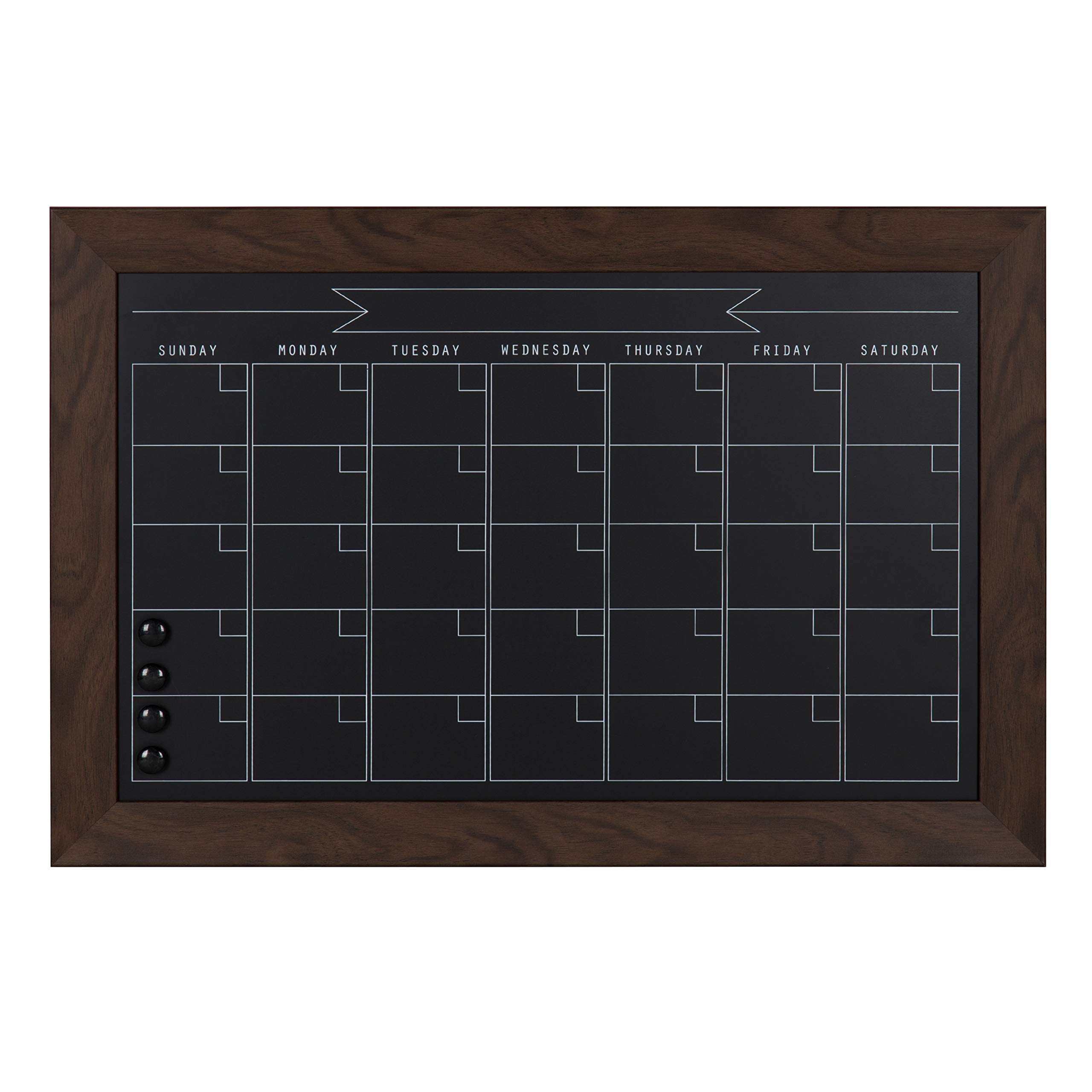 Book Cover DesignOvation Beatrice Framed Magnetic Chalkboard Monthly Calendar, 18x27, Walnut Brown Walnut Brown 18x27