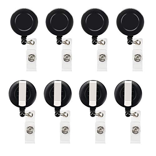 Book Cover 40 Pcs Retractable Badge Reel Clips Holder for Hanging ID Card Key Chain (Black)
