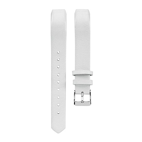 Book Cover TenYun for Fitbit Alta (HR) Band/Alta HR 2017 Man/Woman Genuine Leather Band Adjustable Replacement Accessories Strap/Bands with Metal Connectors for Fitbit Alta (HR) Fitness Band (White)