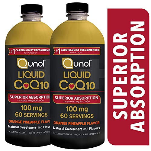 Book Cover Qunol Liquid CoQ10 100mg, Superior Absorption Natural Supplement Form of Coenzyme Q10, Antioxidant for Heart Health, Orange Pineapple Flavored, 60 Servings, 20.3 oz Bottle, Pack of 2