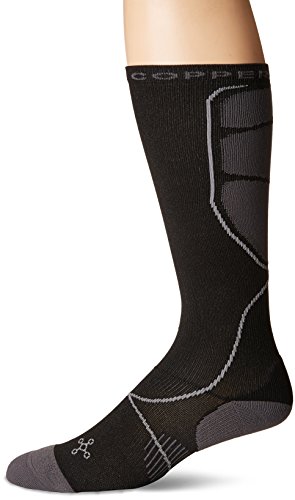 Book Cover Tommie Copper Men's Compression Over The Calf Athletic Socks, Black/Grey, Size 12-14.5
