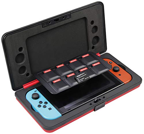 Book Cover AmazonBasics Vault Case for Nintendo Switch And 8 Games - 10.5 x 5.5 x 2 Inches, Red