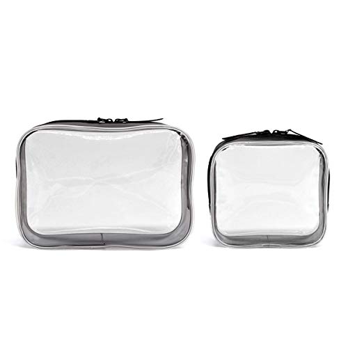 Book Cover Clear Toiletry Makeup Bags, PVC Plastic Travel Cosmetic Bag with Zipper (Mini Size, 2 Pack)